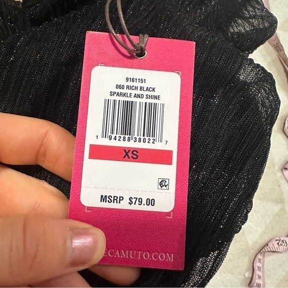 Guess off the shoulder metallic balloon sleeve ruffle blouse top - Picture 2 of 2